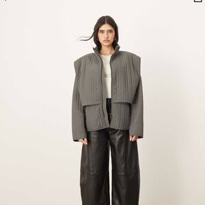 Women's Charcoal Quilted Puffer Jacket